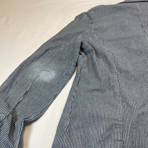 Vintage Y2K Earl Jean Pinstripe Blazer Jacket Women's XL Distressed Blue - Picture 6 of 10